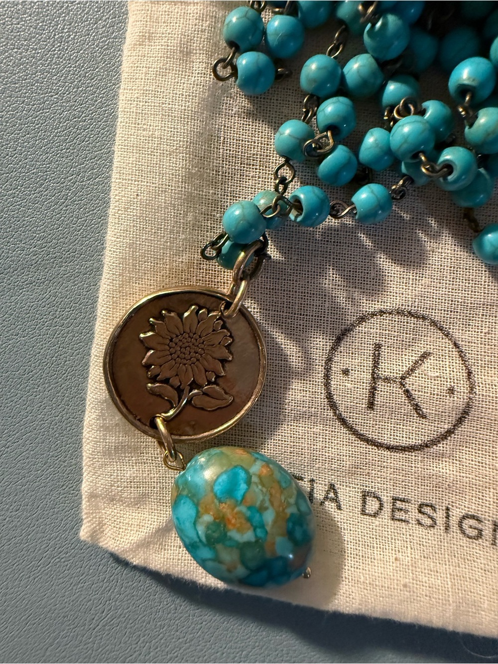 Katia Designs Turquoise Sunflower Grow necklace